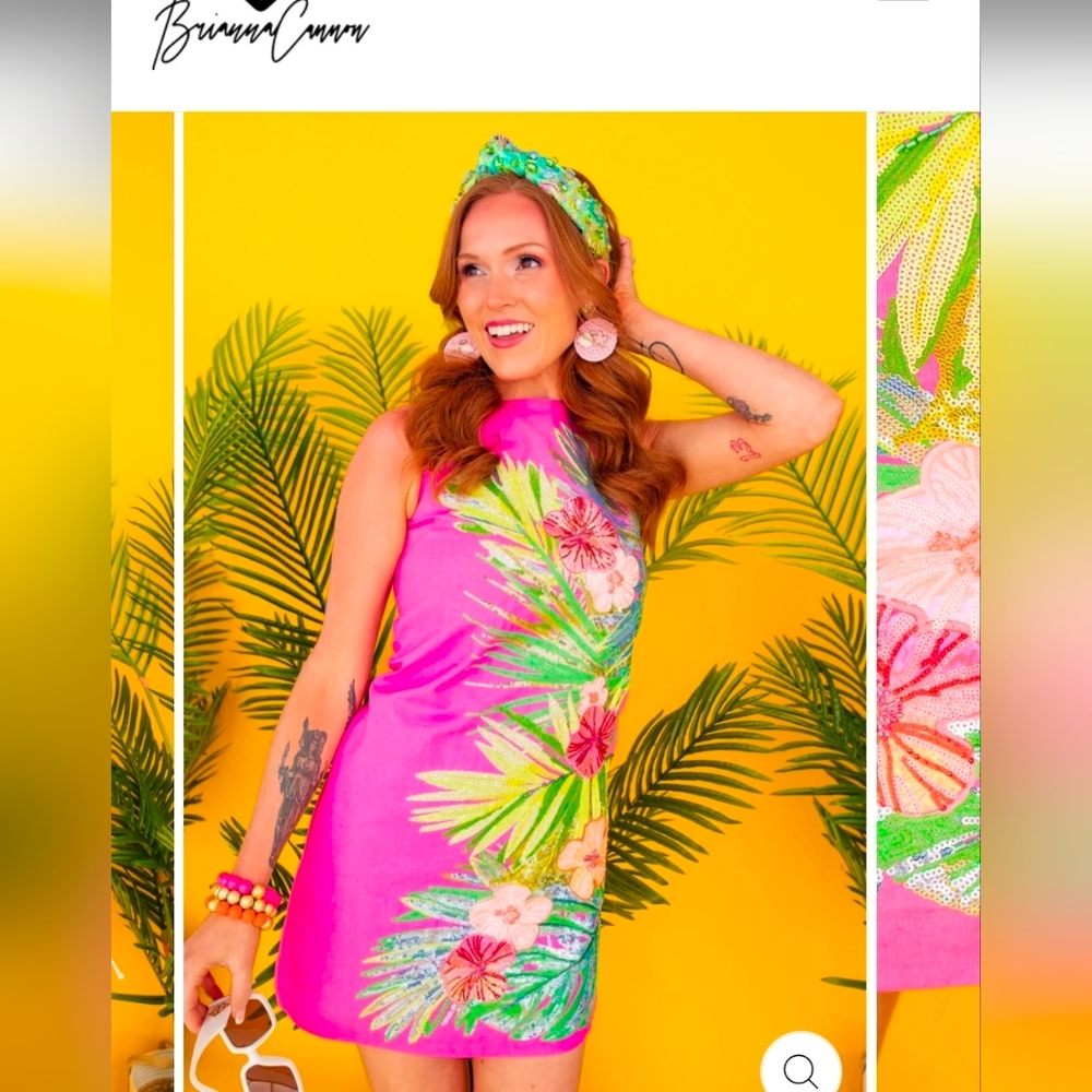 Briannna Cannon Floral Embellished Pink Mini Dress